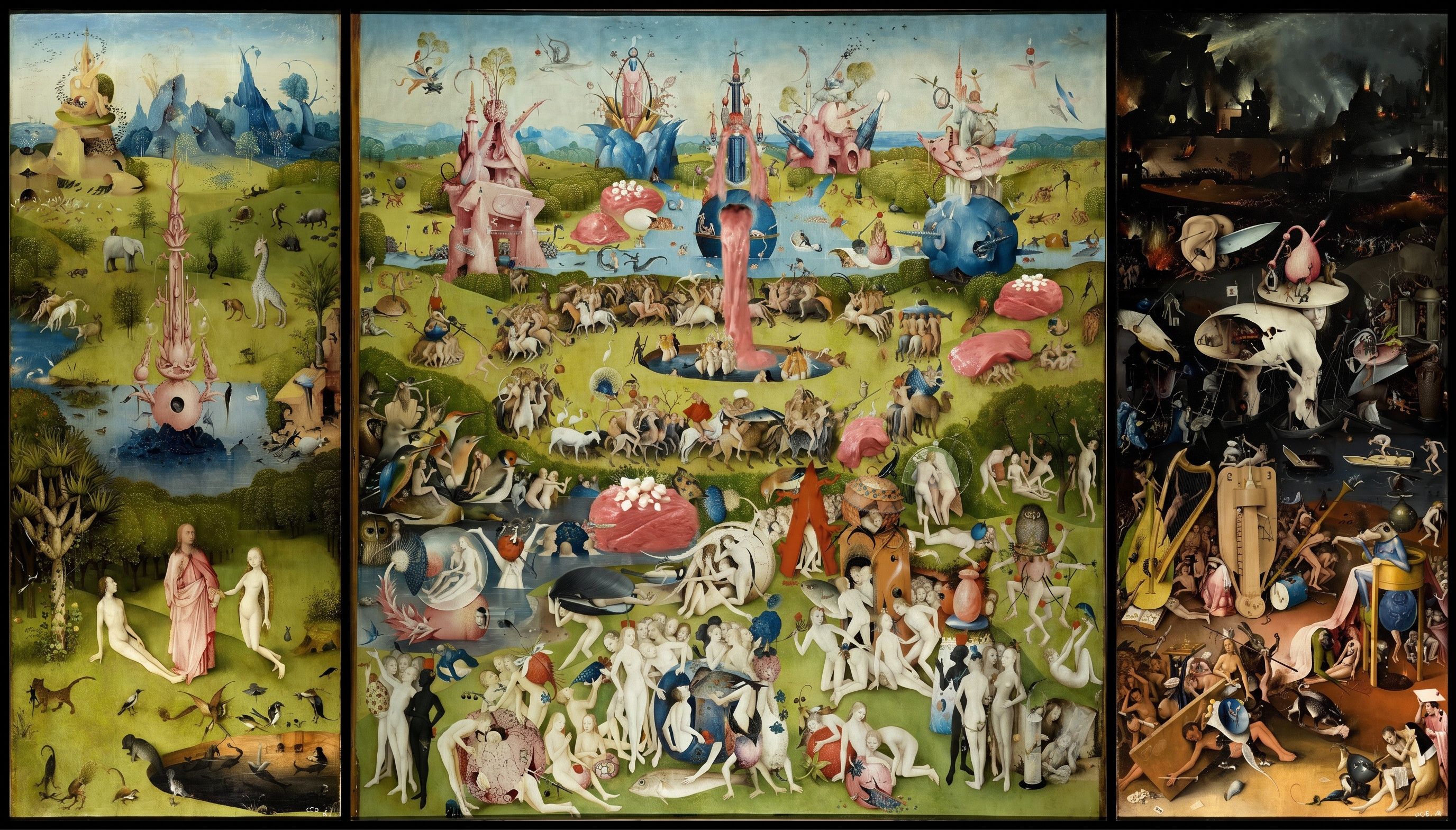 The Garden of Earthly Spreads, after Jheronimus Bosch, c. 1500