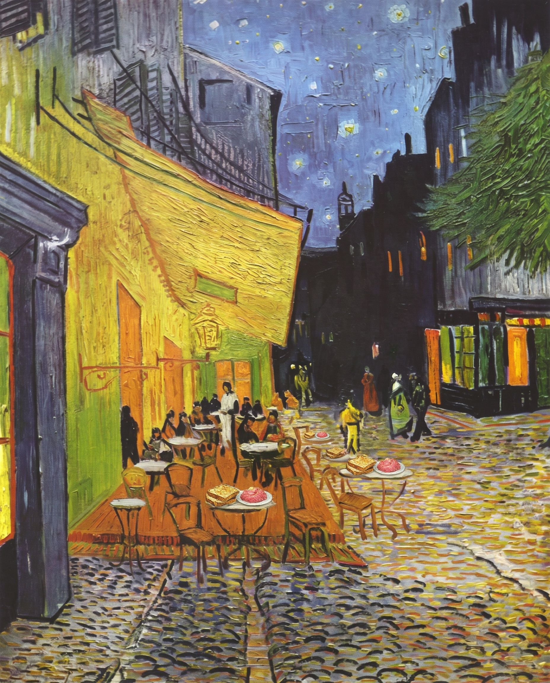Café Terrace at Night, filet service, after Vincent van Gogh, 1888