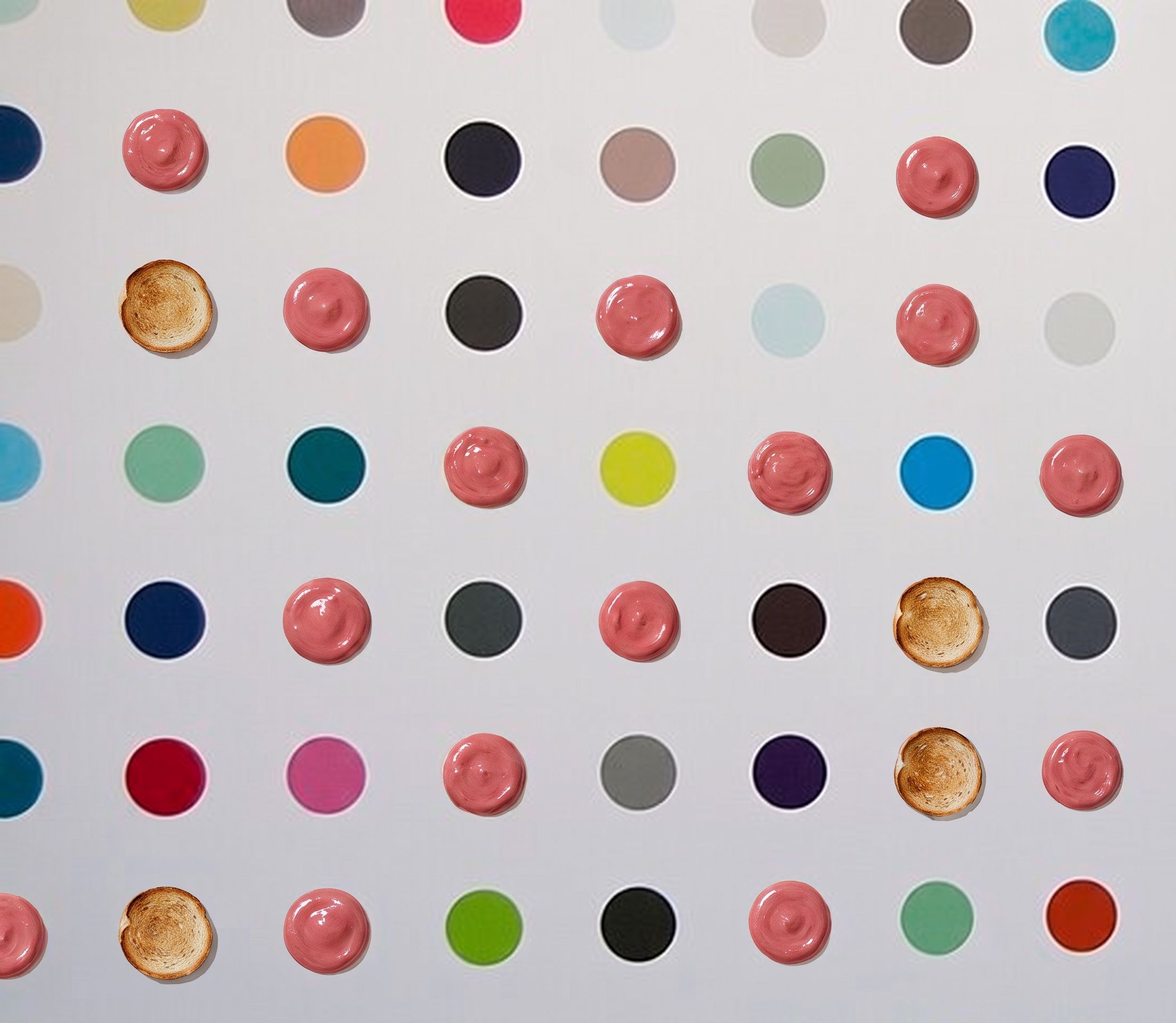 Spots, partly spread, after Damien Hirst, 2012
