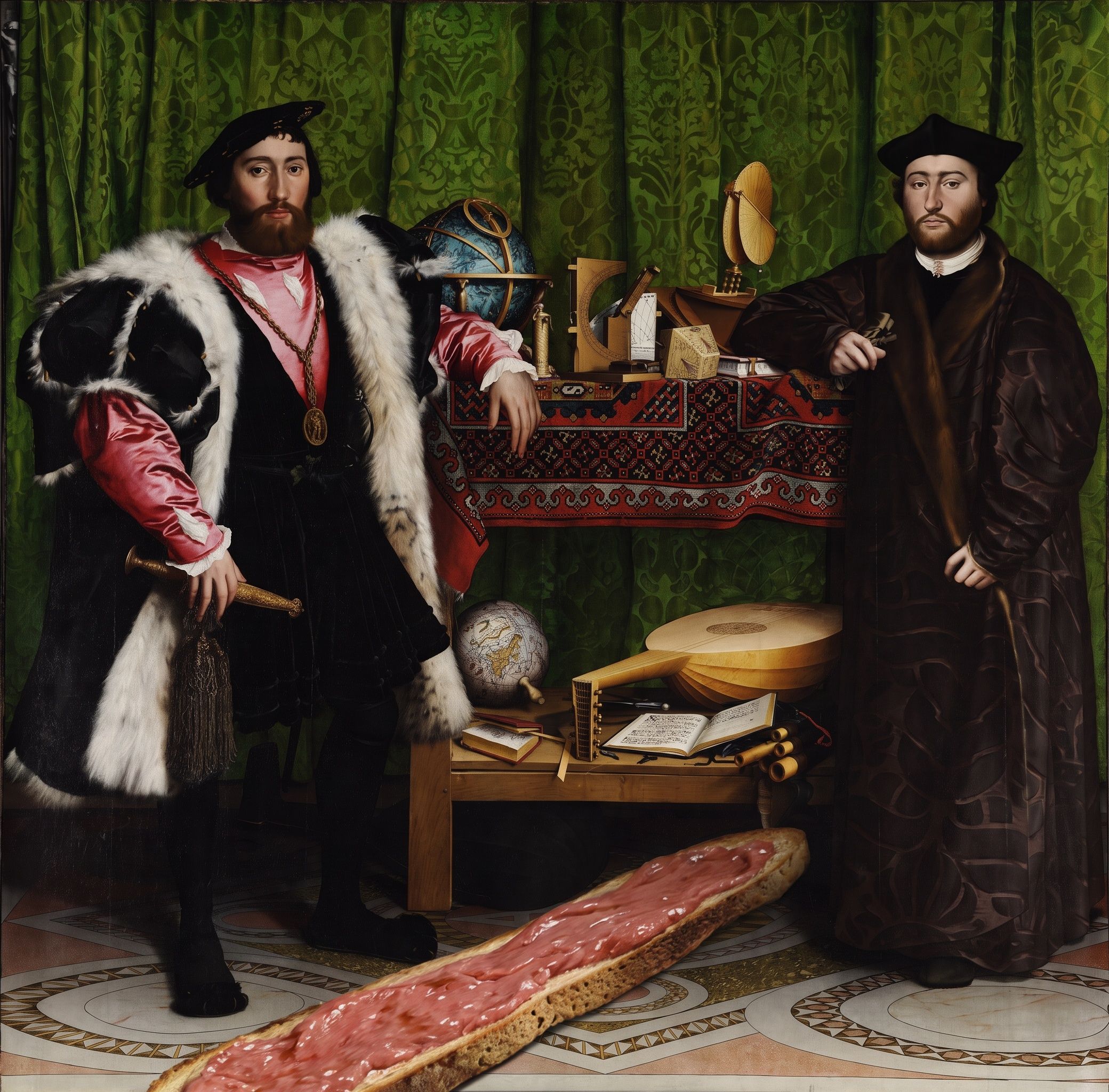 The Ambassadors (look sideways), after Hans Holbein de Jonge, 1533