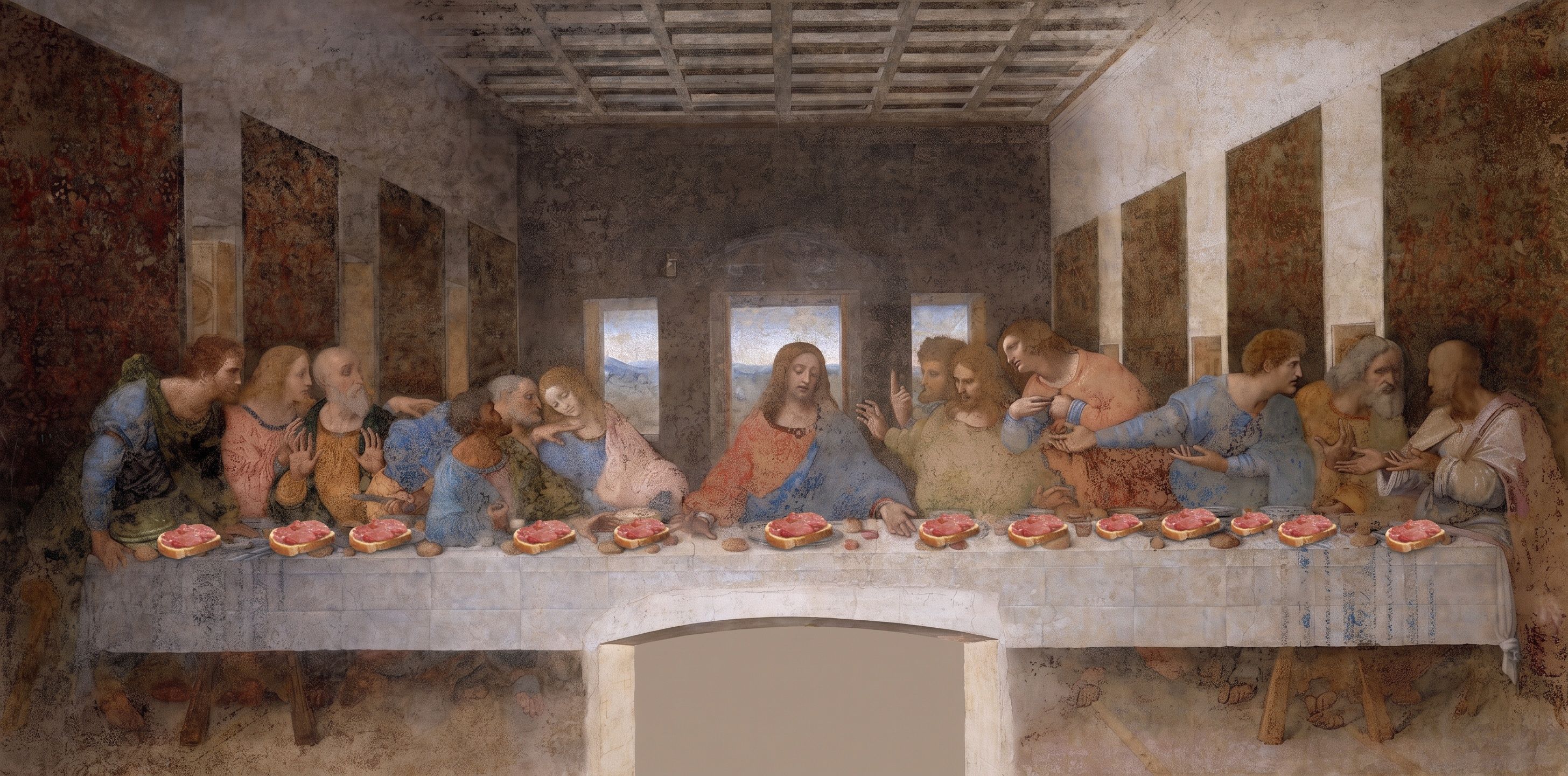 The Last Supper (thirteen toasts), after Leonardo da Vinci, c. 1498