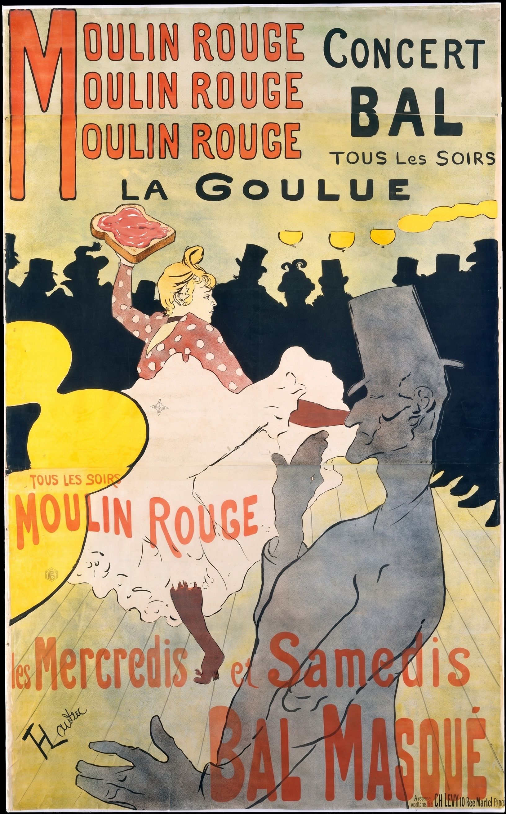 Moulin Rouge, with toast, after Henri de Toulouse-Lautrec, 1891