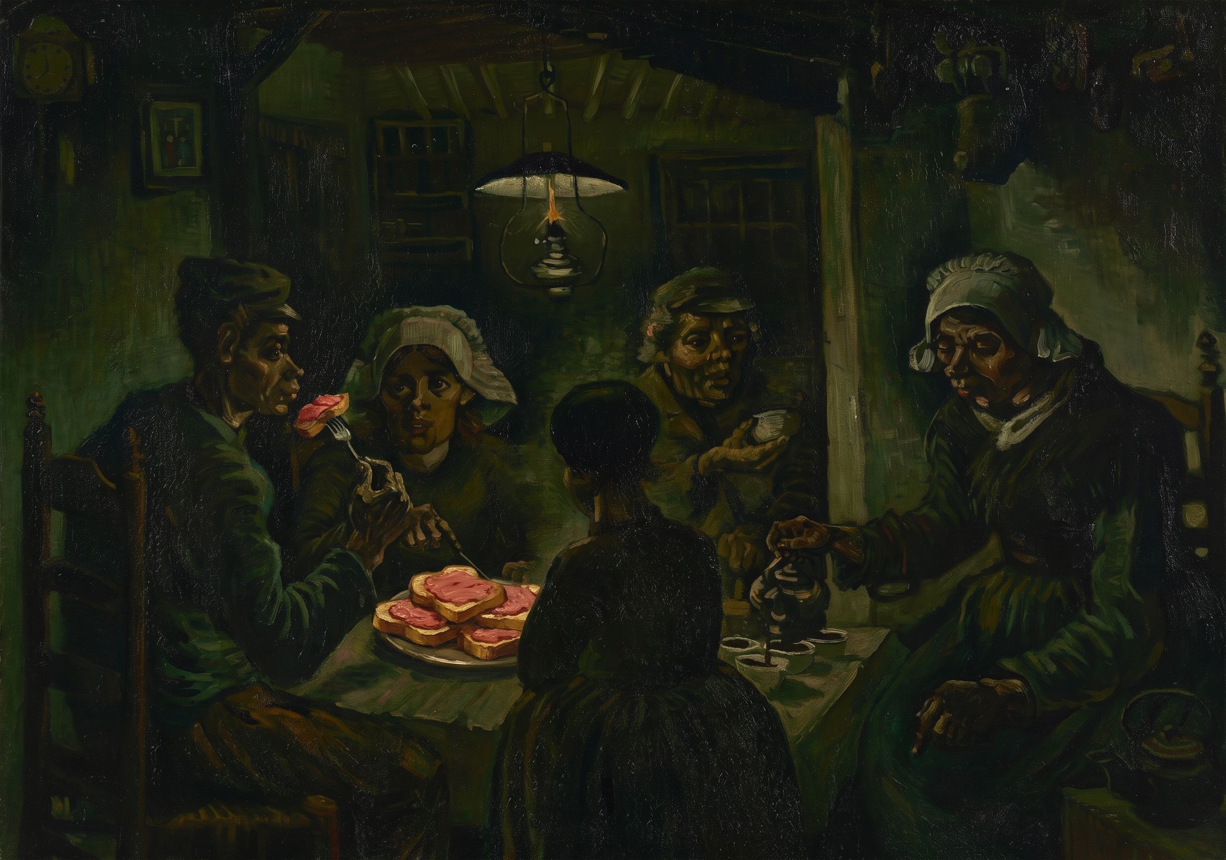 The Filet Eaters, after Vincent van Gogh, 1885